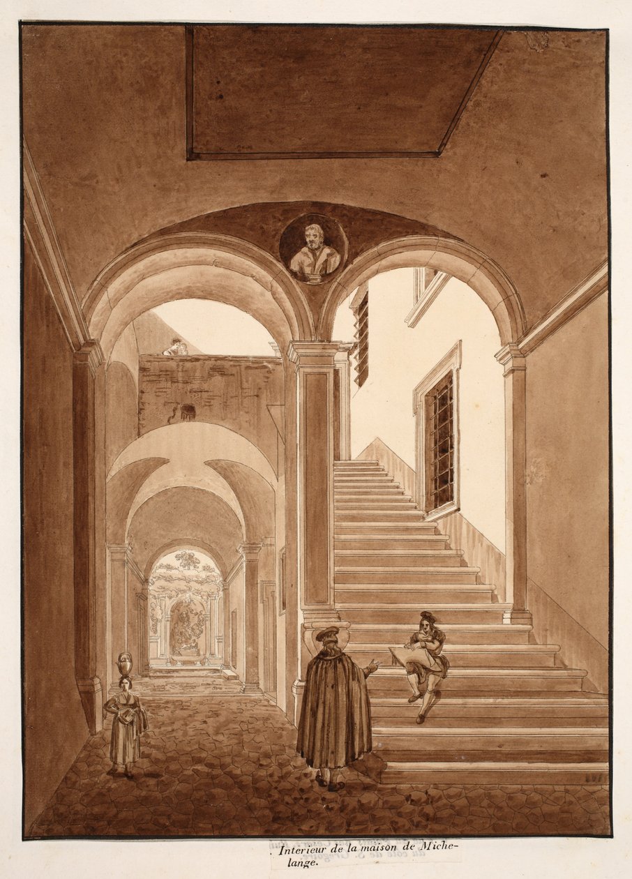 Innenansicht von Michelangelos Haus, 1833 von Agostino Tofanelli