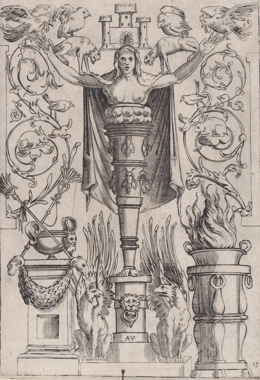 Ornamenttafel, ca. 1514-36 von Agostino Veneziano