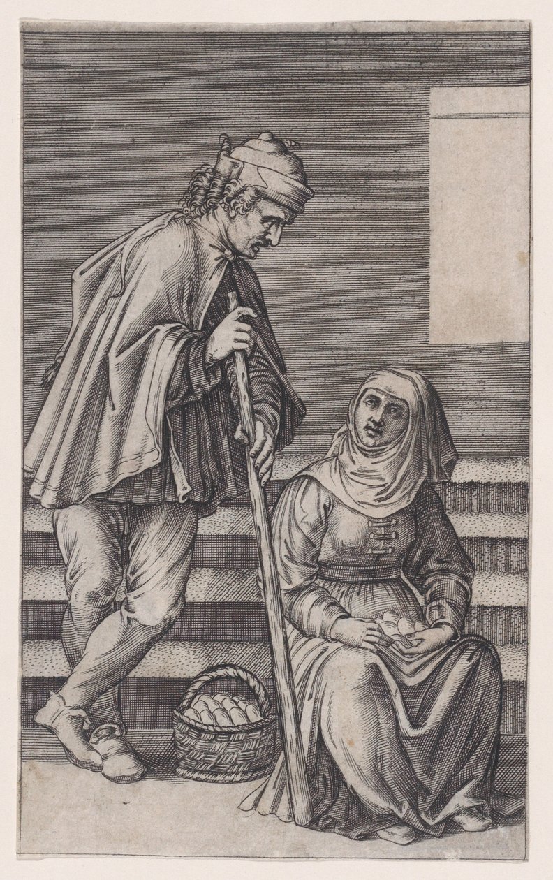 Bauer und eine Frau mit Eiern von Agostino Veneziano