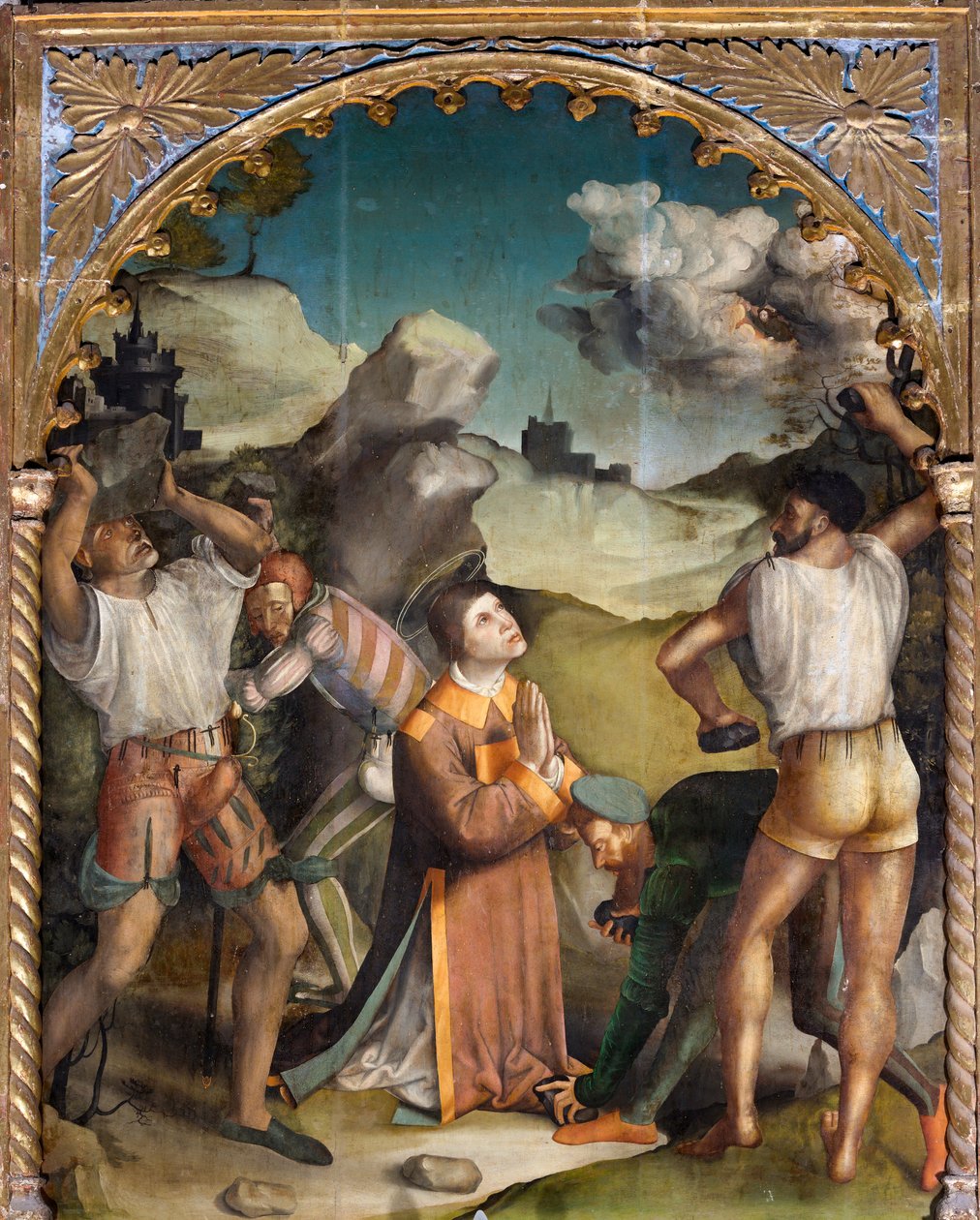 Steinigung des heiligen Stephanus, erste Hälfte des 16. Jahrhunderts von Agostino da (attr.to) Casanova