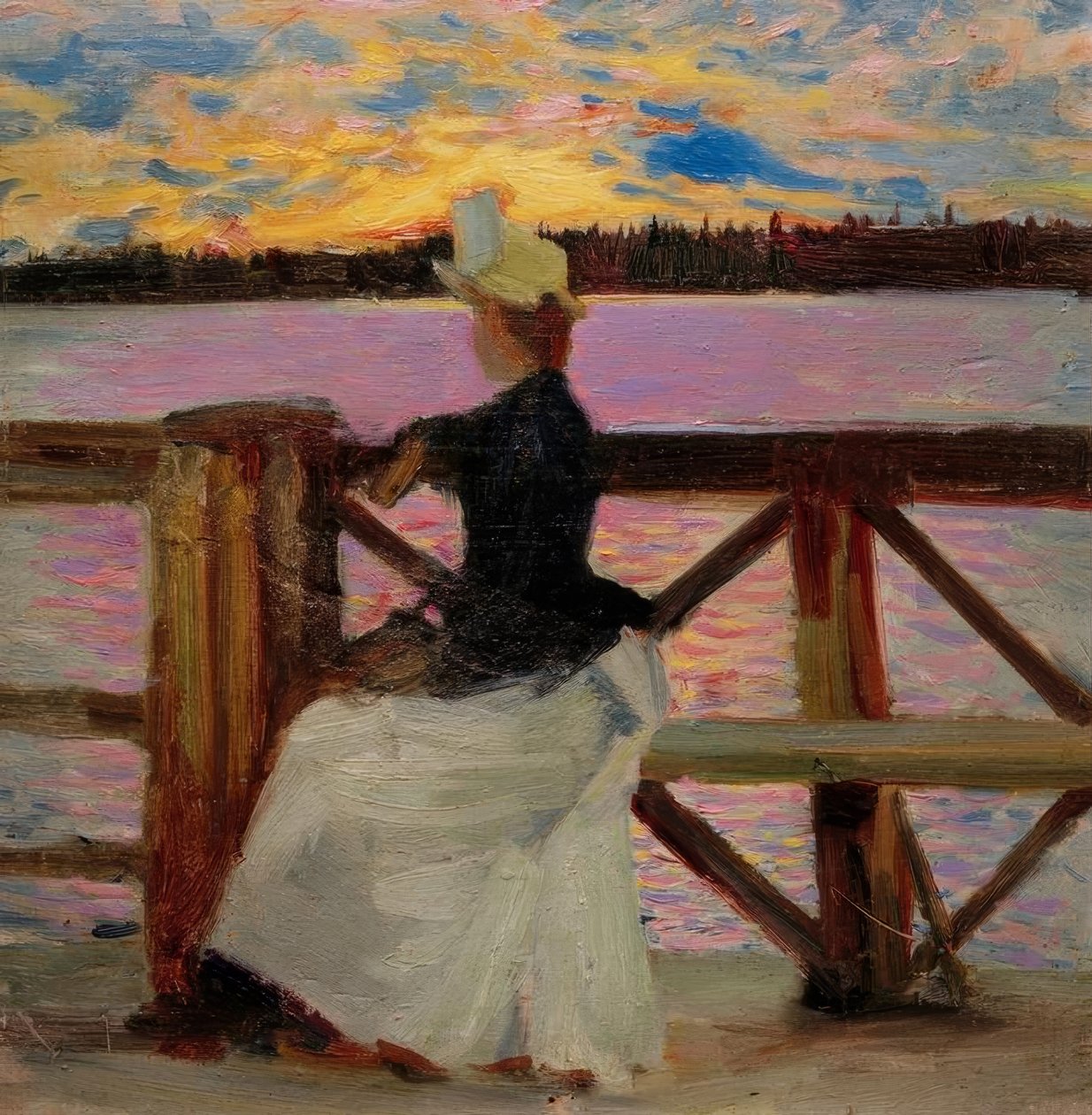 Marie Gallén auf der Kuhmoniemi-Brücke von Akseli Valdemar Gallen Kallela