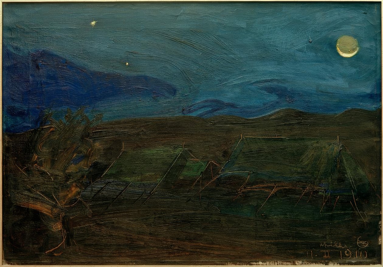 Zelte im Mondschein von Akseli Valdemar Gallen-Kallela