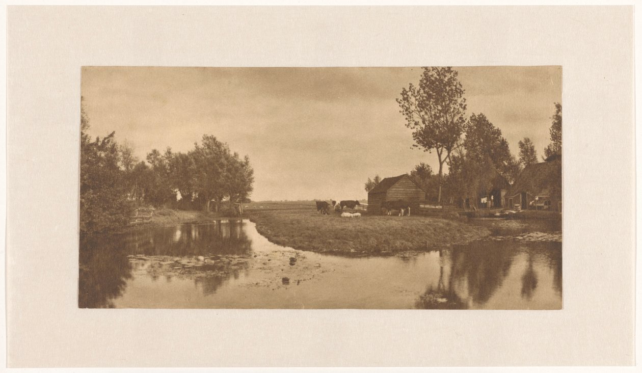 Landschaft mit Bauernhof und Vieh am Wasser, (Nordholland?), Niederlande von Alb. Kapteijn
