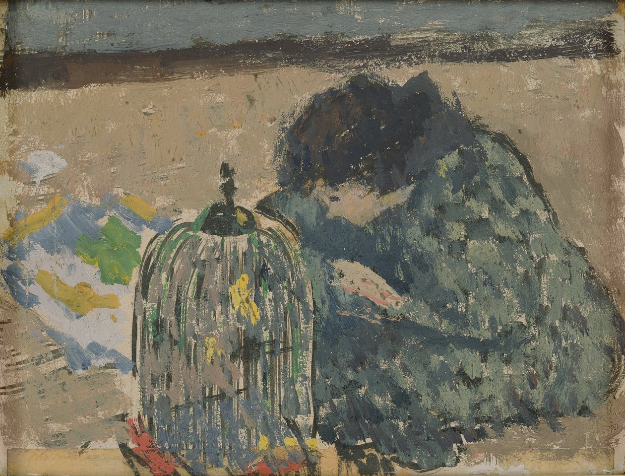 Frau mit einem Kanarienvogel von Albert Andre