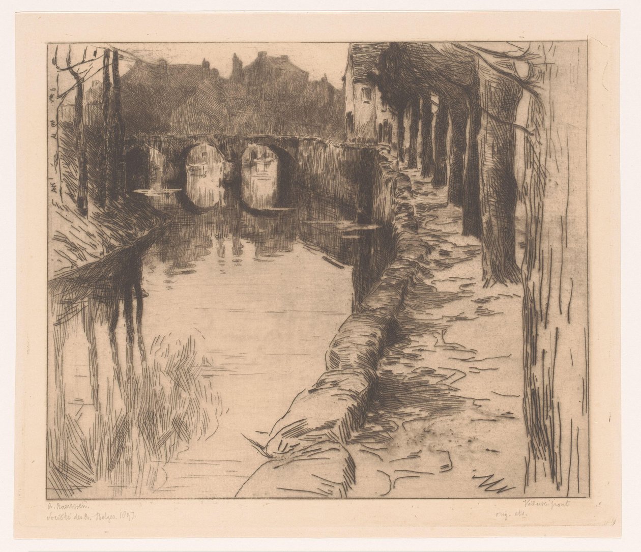 Alte Brücke über einen Kanal in Diksmuide von Albert Baertsoen