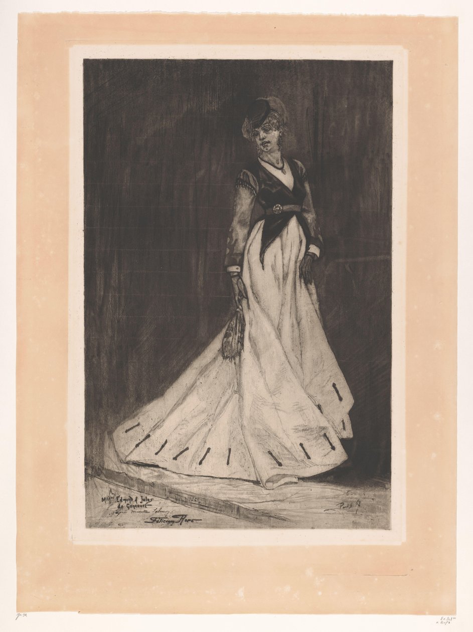 Stehende Frau mit Handschuhen und kleinem Hut von Albert Bertrand