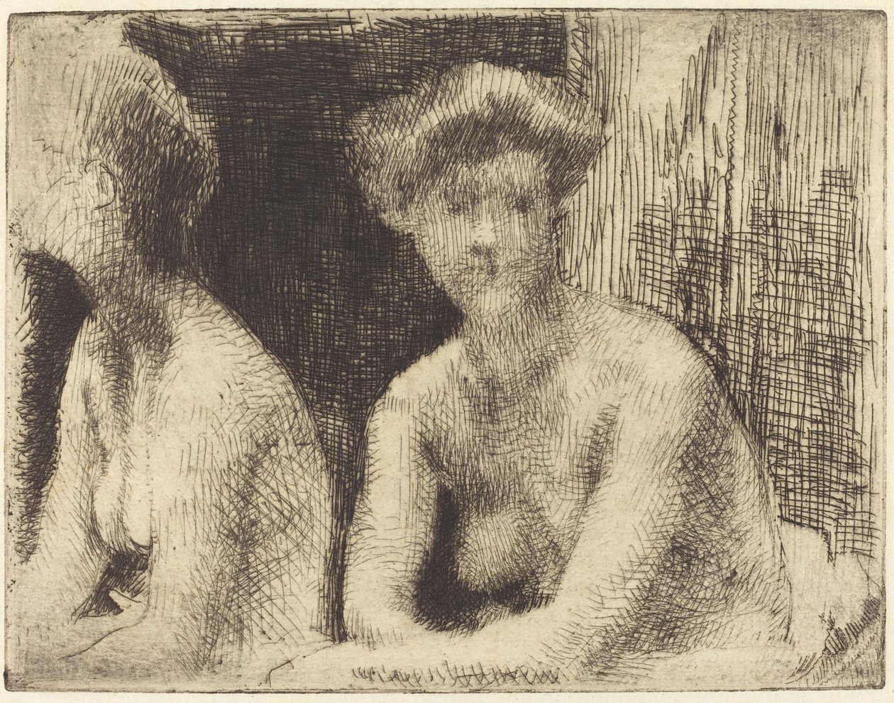 Nackte Frau vor einem Spiegel von Albert Besnard
