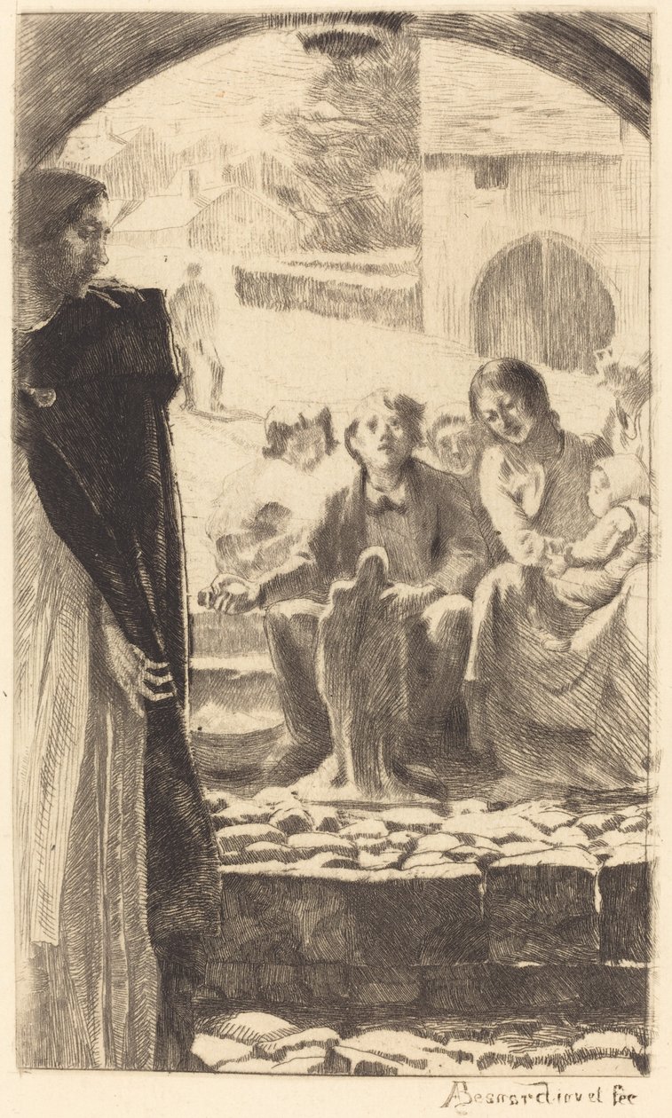 Pierre kopiert die Jungfrau vom Portal der Kirche von Marly von Albert Besnard