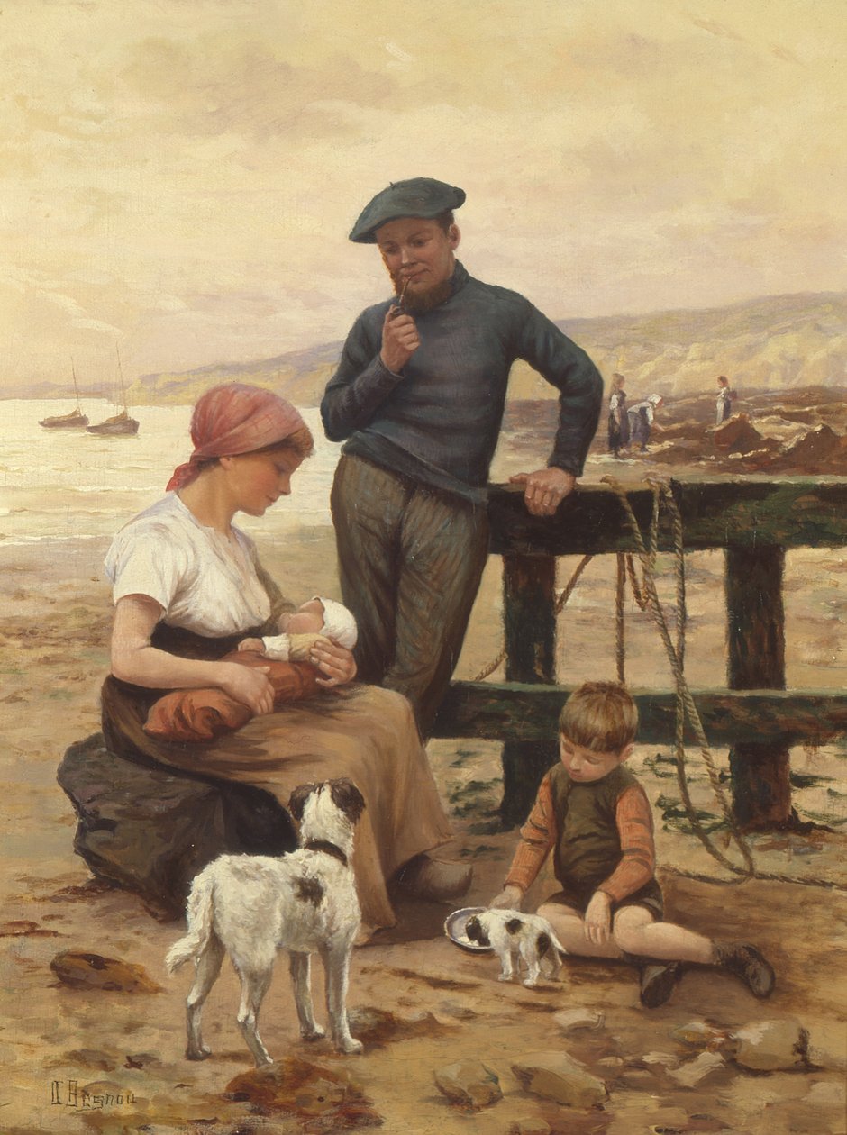 Ein Fischer und seine Familie von Albert Besnou
