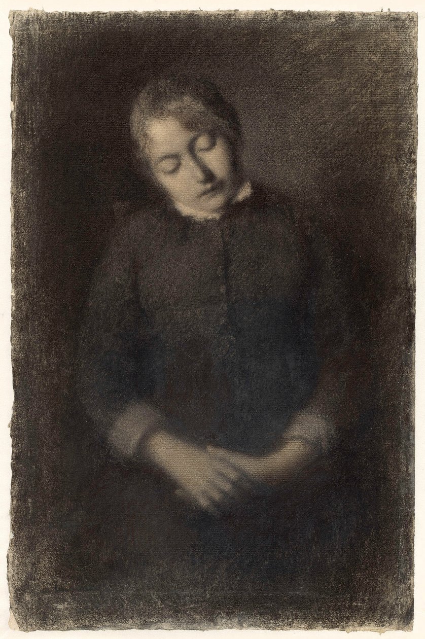 Porträt der schlafenden Ehefrau des Künstlers (Marie Guilloux) von Albert Charles Lebourg