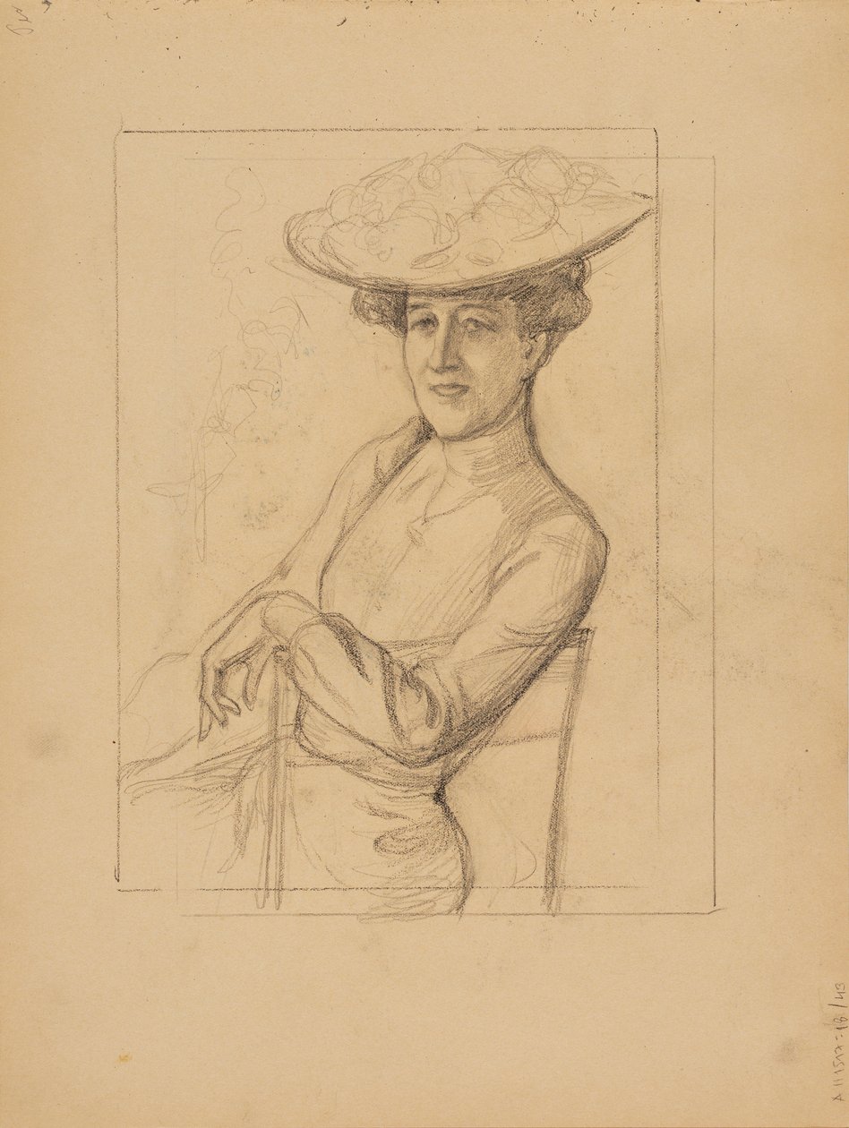 Sitzende Frau mit Hut von Albert Edelfelt