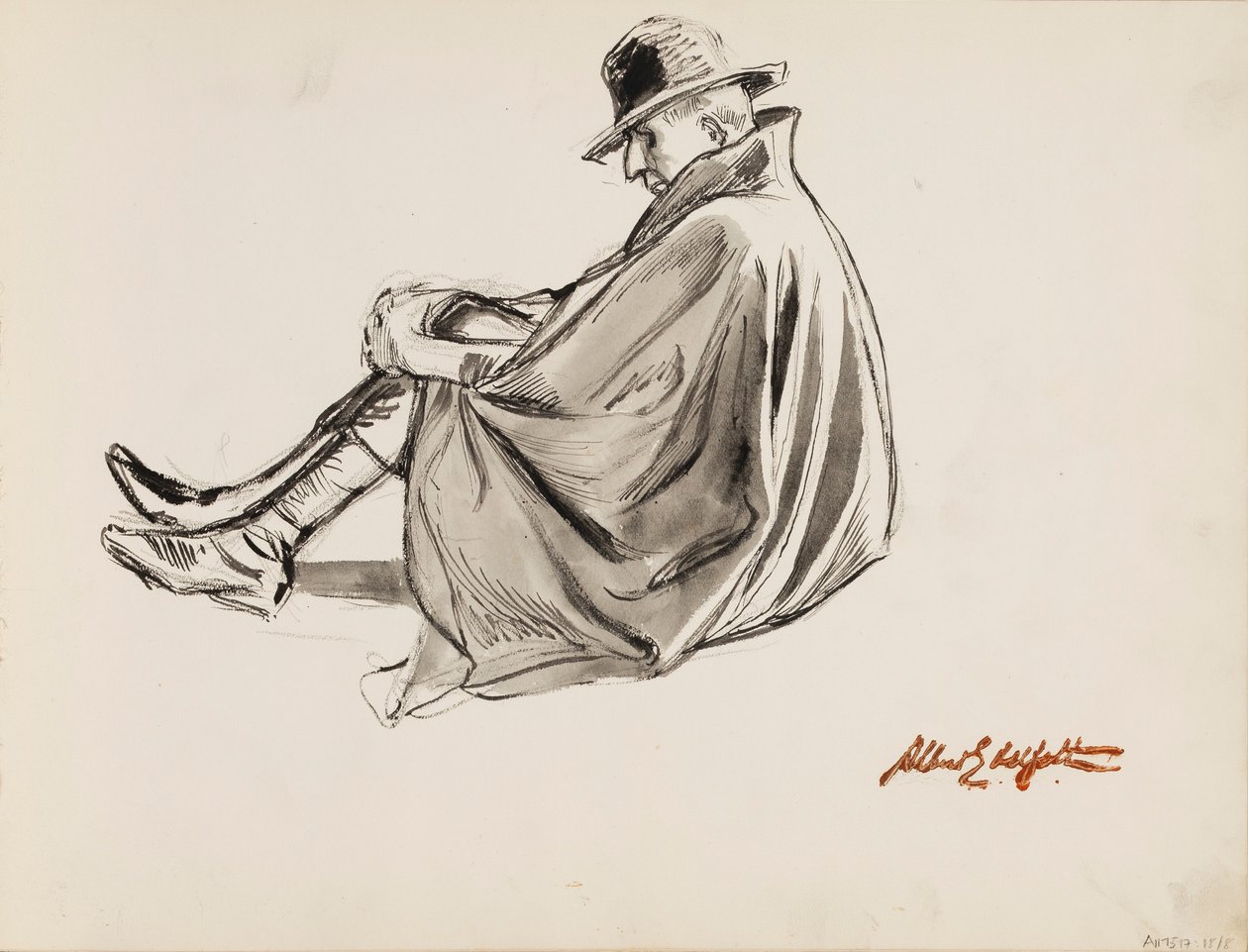 Sitzender Mann in einem Umhang von Albert Edelfelt