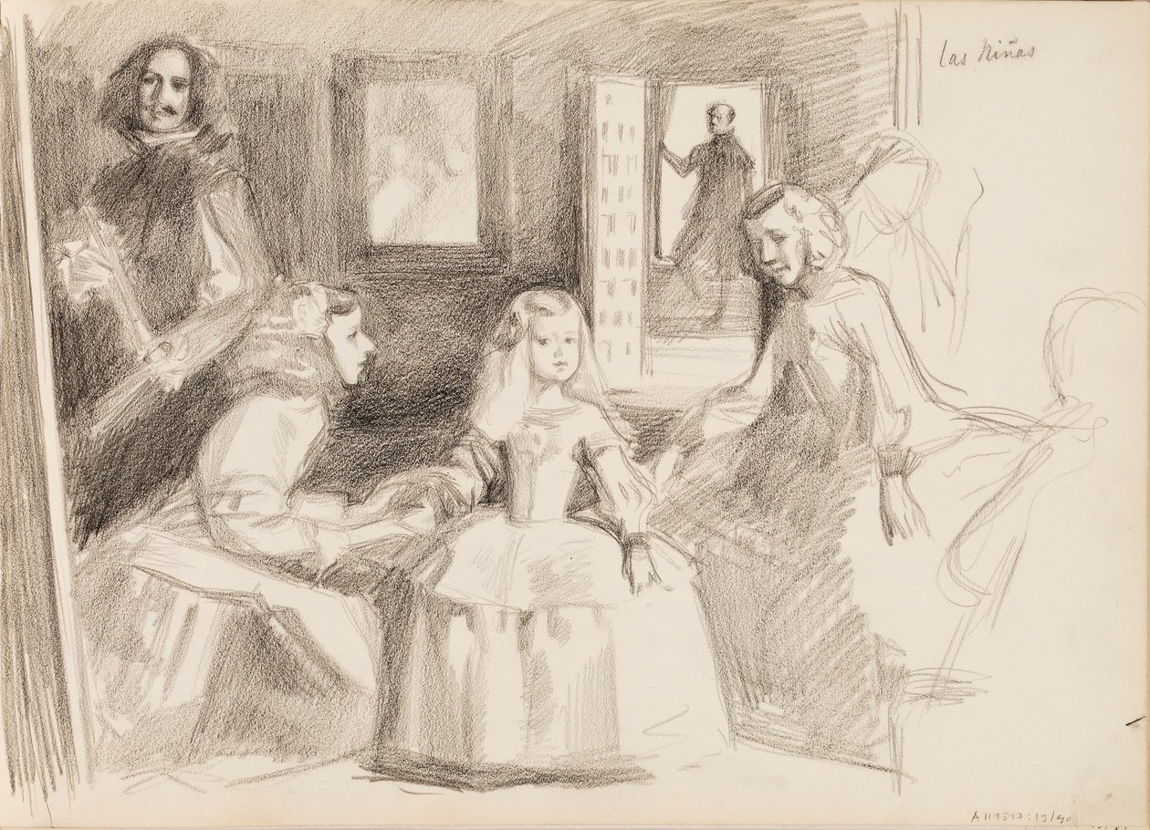 Las Meninas, Skizze nach Diego Velázquez von Albert Edelfelt