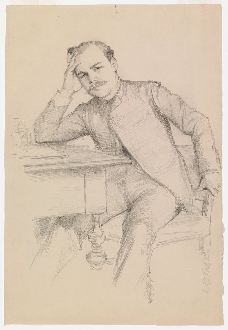 Porträt des Autors René Vallery-Radot, Skizze von Albert Edelfelt