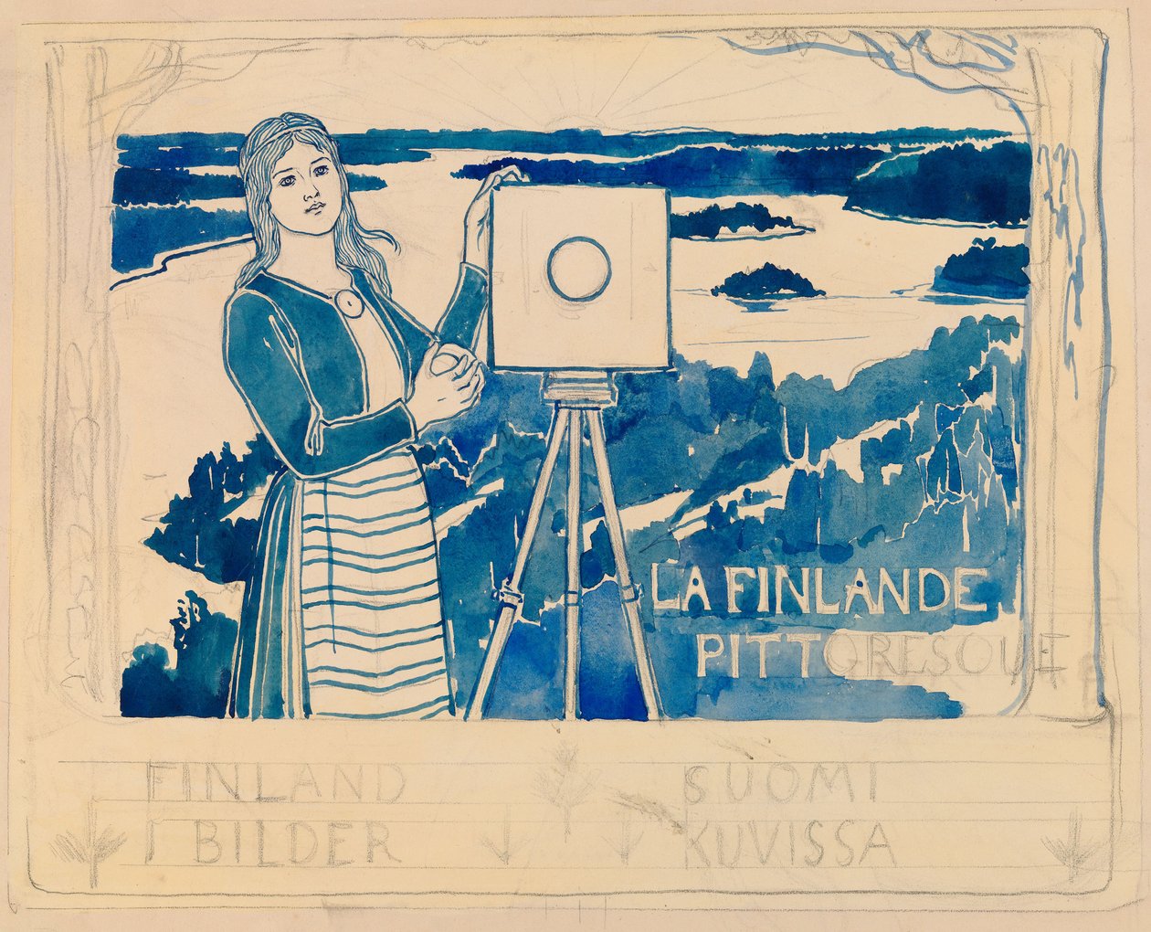 Skizze für die Veröffentlichung Pictorial Finland von Albert Edelfelt