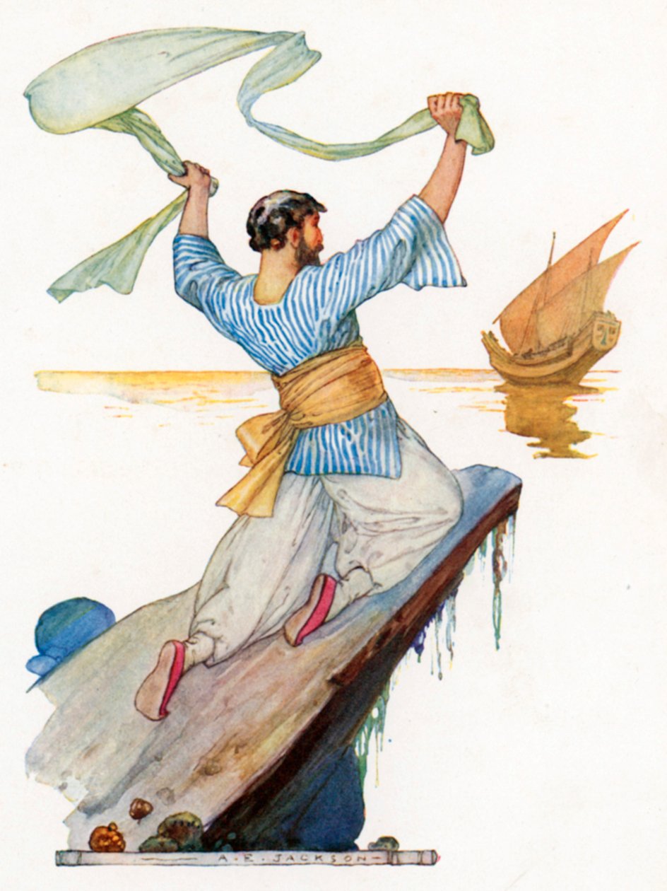 Sindbad entfaltete und winkte Historban von Albert Edward Jackson