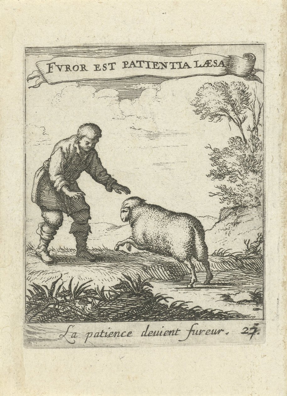 Landschaft mit Mann und Schaf von Albert Flamen
