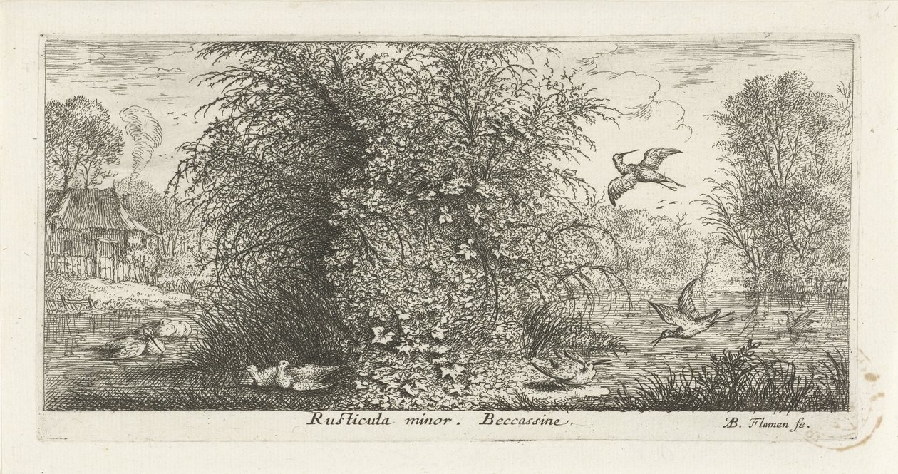 Landschaft mit Bekassine von Albert Flamen