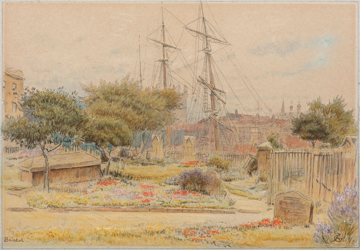 Bristol (Aquarell mit Feder und Tinte auf getöntem Papier) von Albert Goodwin