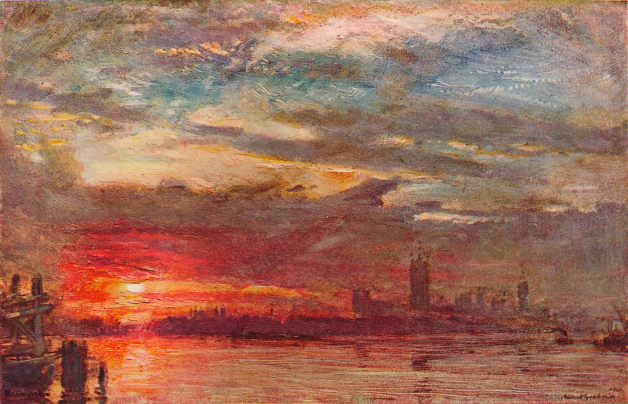 Westminster Sonnenuntergang, 1900 von Albert Goodwin