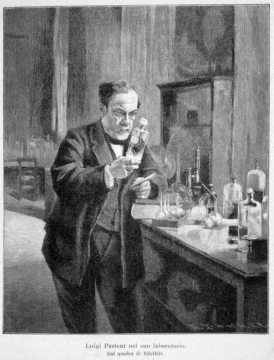 Louis Pasteur in seinem Labor nach dem Gemälde von Edelfelt von Albert Gustaf Aristides (after) Edelfelt