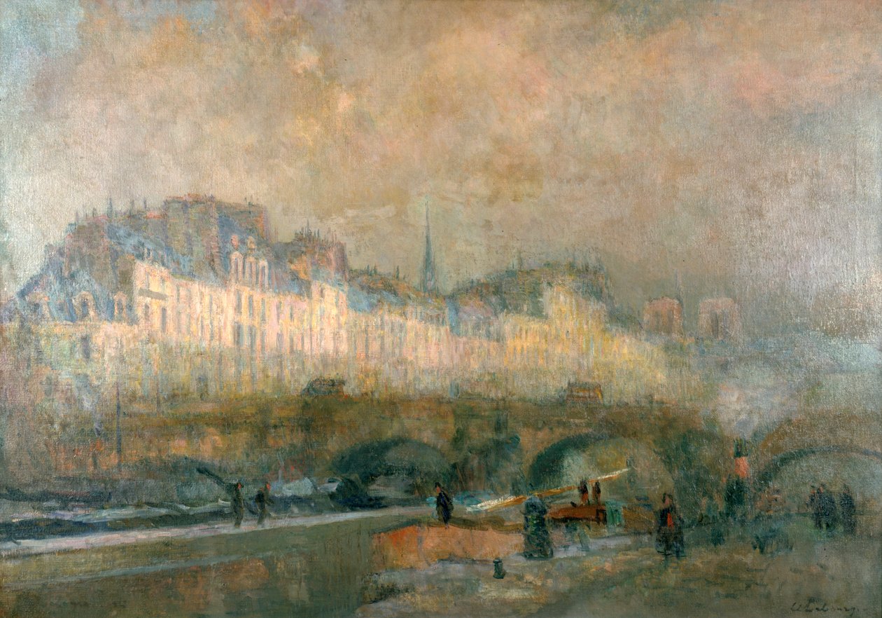 Blick auf den Pont Neuf und die Île de la Cité, Paris, spätes 19. bis frühes 20. Jahrhundert von Albert Lebourg