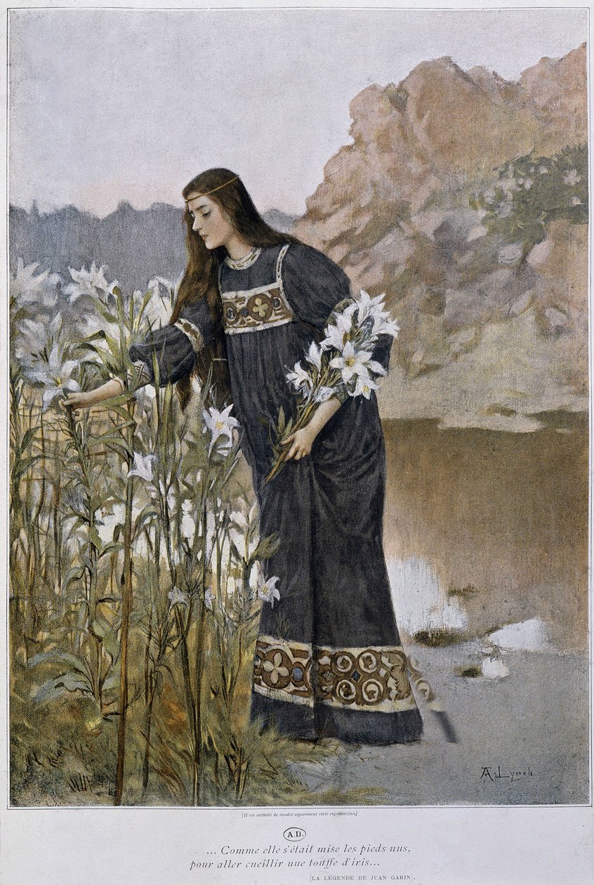 Eine Frau bläst Iris (von Lynch, frühes 20. Jahrhundert) von Albert Lynch
