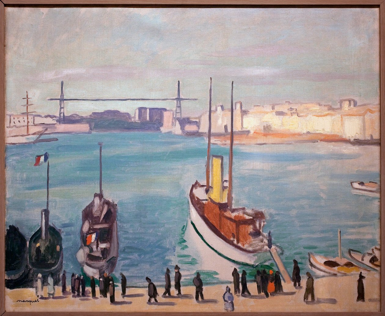 Der Hafen von Marseille (Bouches-du-Rhône) - Im Hintergrund sieht man die Fährbrücke von Albert Marquet