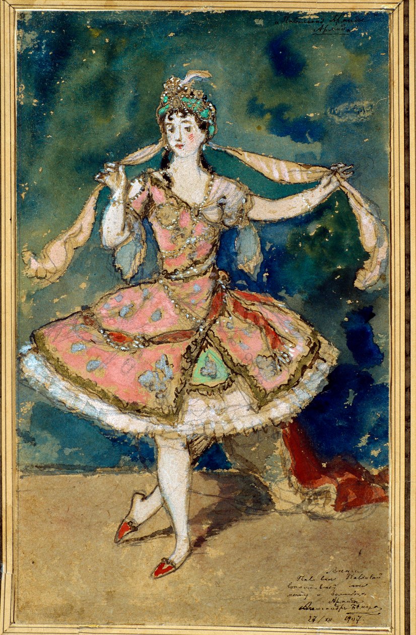 Vorbereitungskostüm für "Der Pavillon von Armide", Ballett von Nikolai (Nicolas) Tcherepnine (1873-1945) - Werk von Alexander Nikolayevich Benois (1870-1960) von Albert Nikolayevich Benois