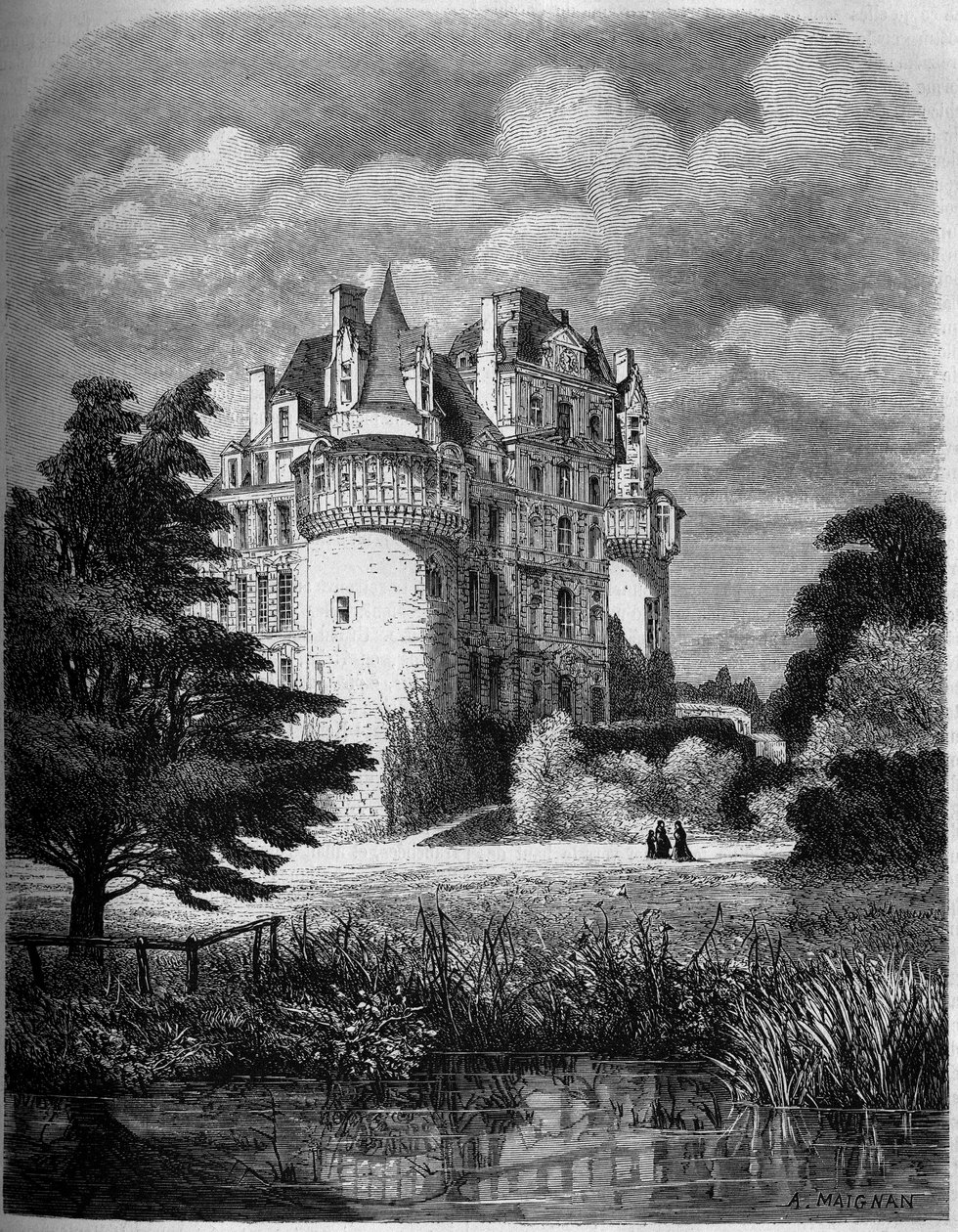 Schloss der Loire: Außenansicht des Schlosses von Brissac (Renaissance-Architektur) von Albert Pierre Rene Maignan
