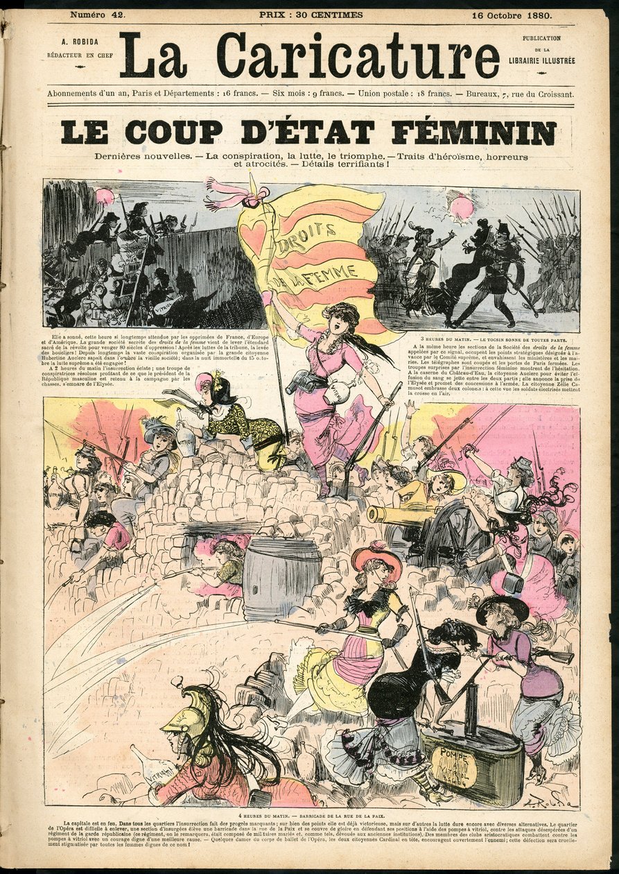 Illustration von Albert Robida (1848-1926) für das Cover von La Caricature (1880) von Albert Robida