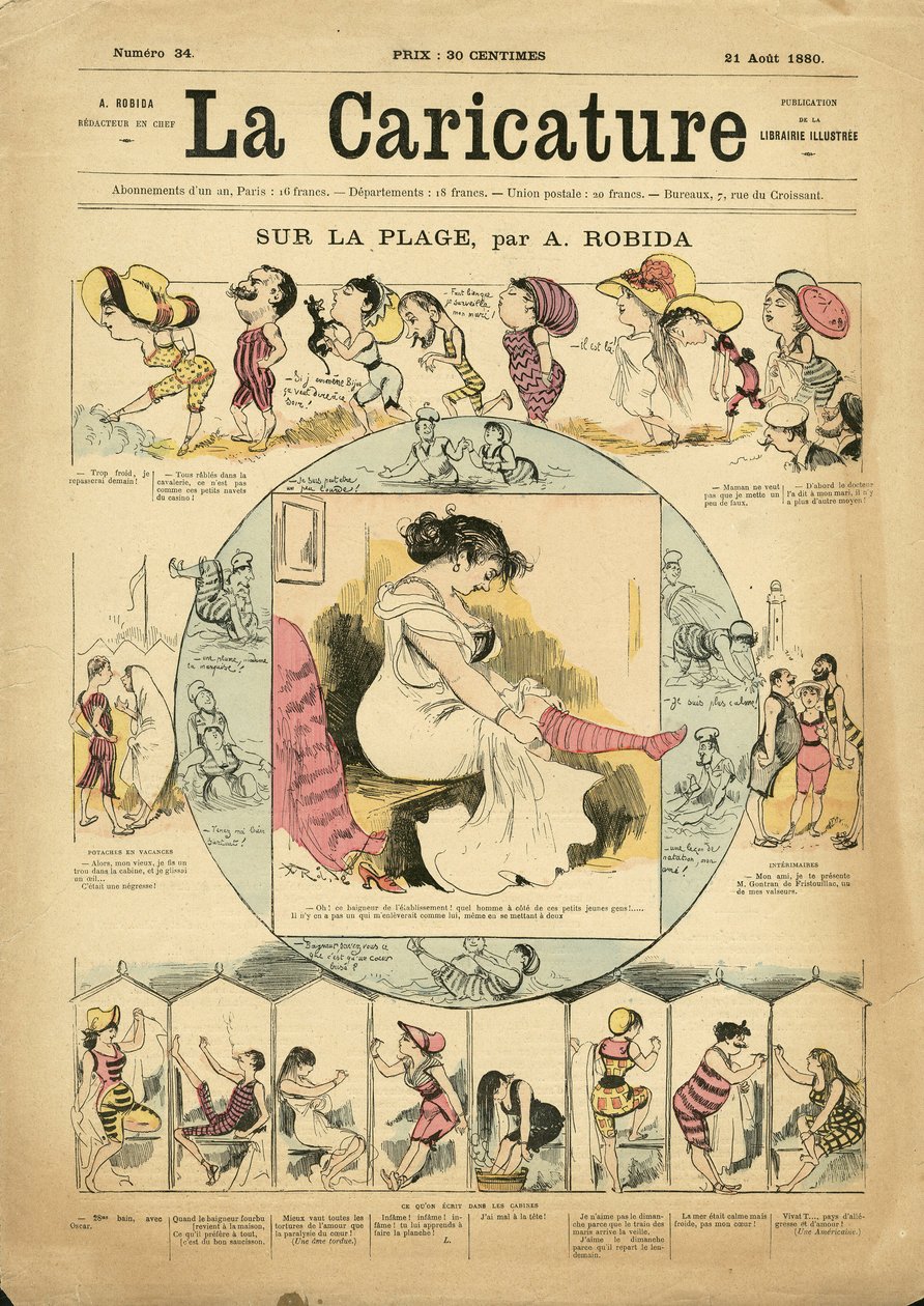 Illustration von Albert Robida (1848-1926) für das Titelblatt von La Caricature (1880) von Albert Robida