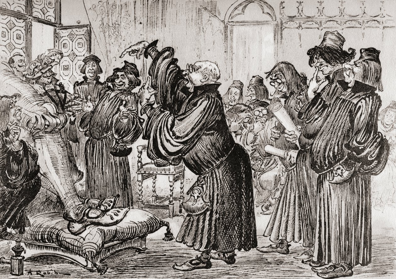 Le Sophiste feut introduict et commença sa harangue en toussant von Albert Robida