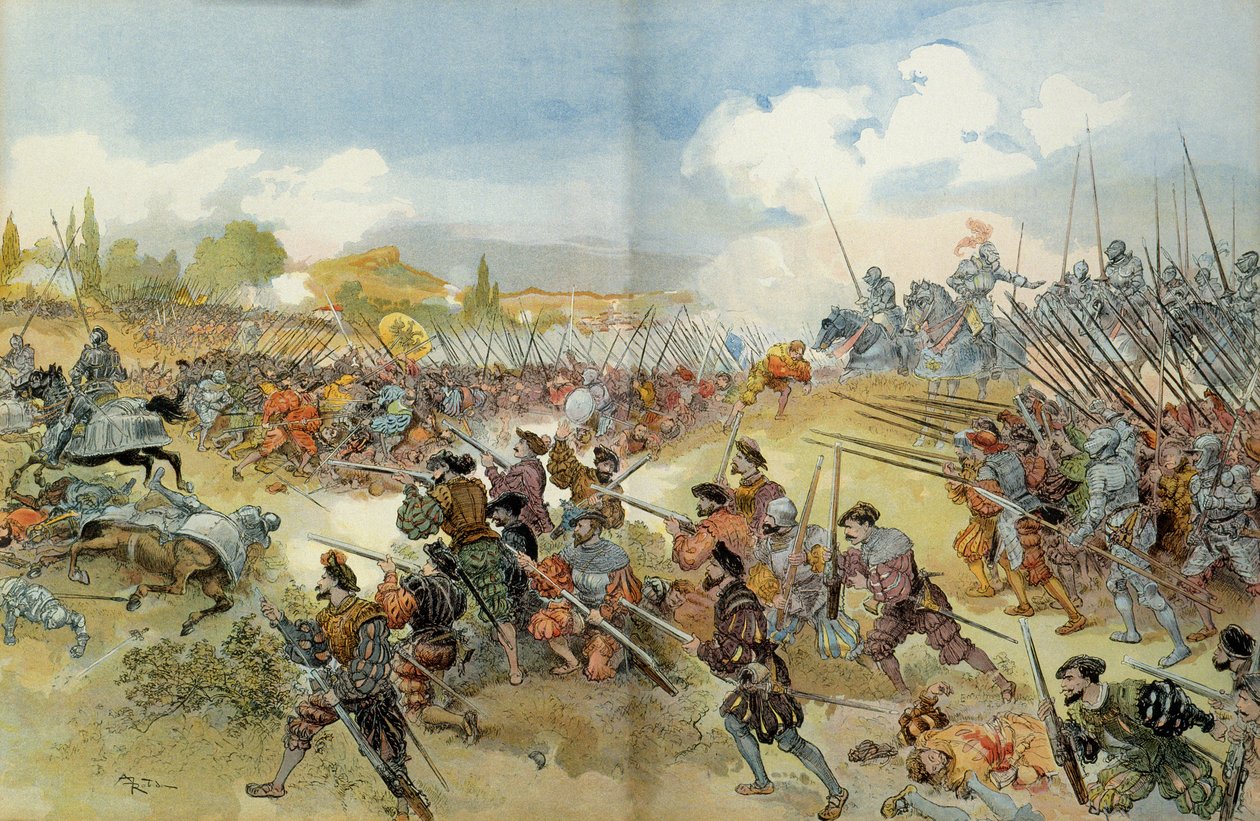 Neunter Italienischer Krieg (1542-1546): Die Schlacht von Ceresole (Italien) von Albert Robida
