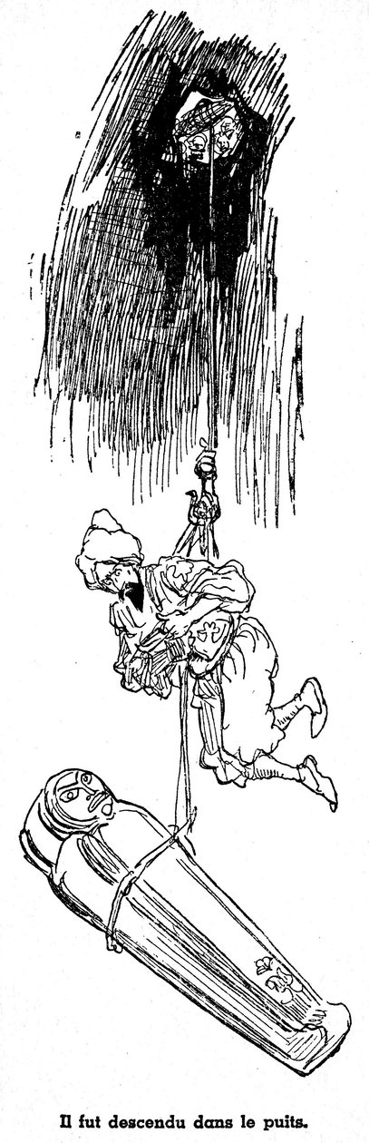 Sindbad der Seefahrer - Märchen aus Tausendundeiner Nacht - Illustration eines Buches von 1948 (Fortin-Ausgabe, Sammlung Wunderbare Kindheitsbilder), das seine Abenteuer erzählt - Illustration von Albert Robida (1848-1926) - Vierte Reise: Si von Albert Robida