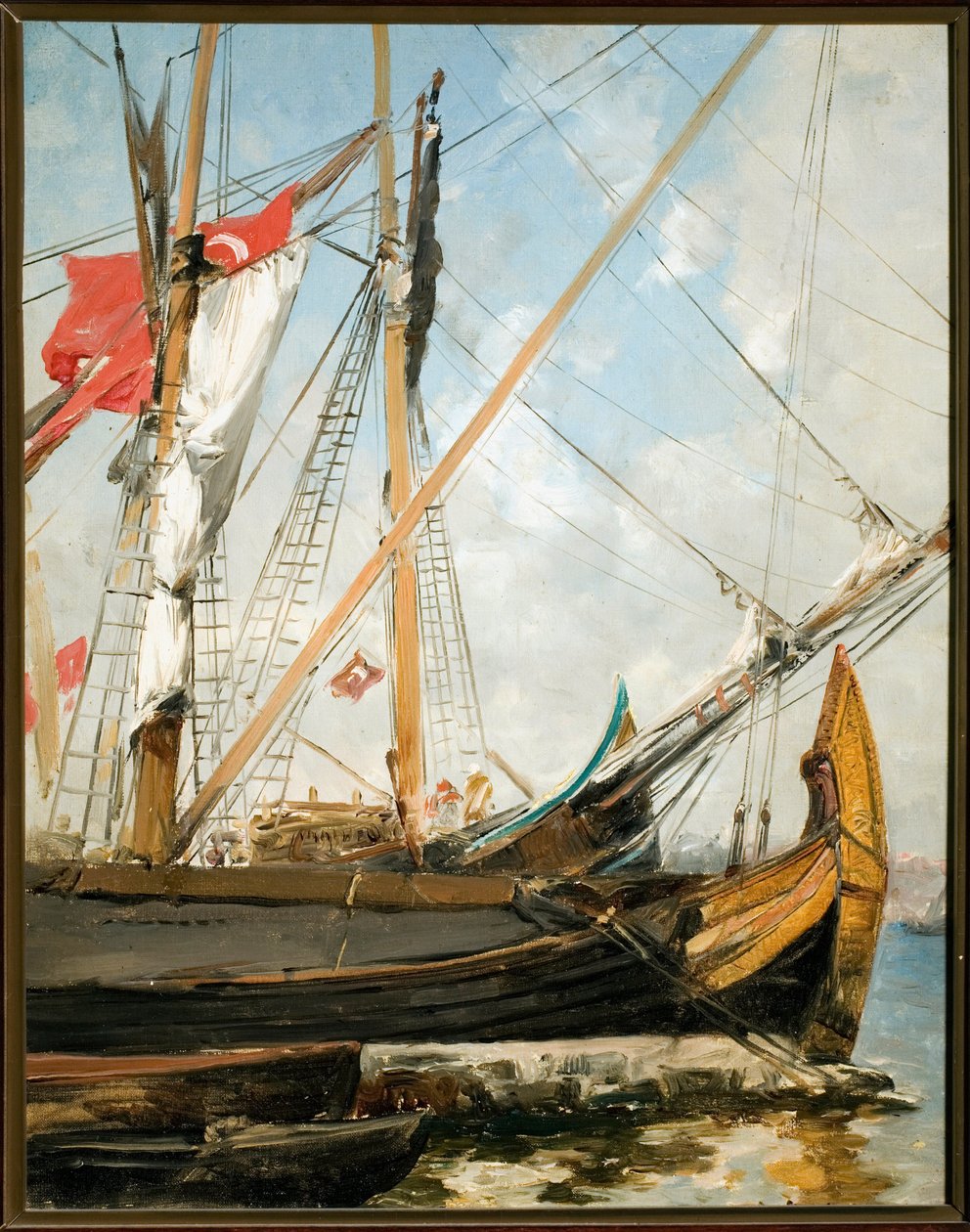 Segelboote auf dem Bosporus in der Türkei. Gemälde von Alberto Pasini (1826-1899) 19. Jahrhundert Genua, Galleria d