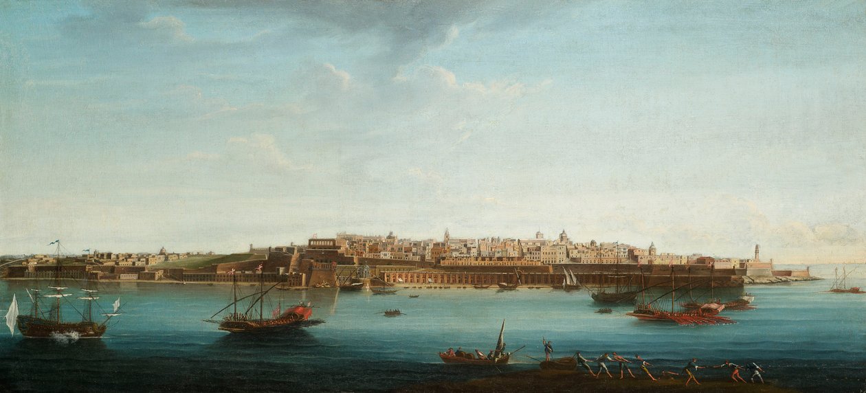 Eine von sieben Ansichten von Valletta, Malta und Umgebung, ca. 1753 von Alberto Pullicino