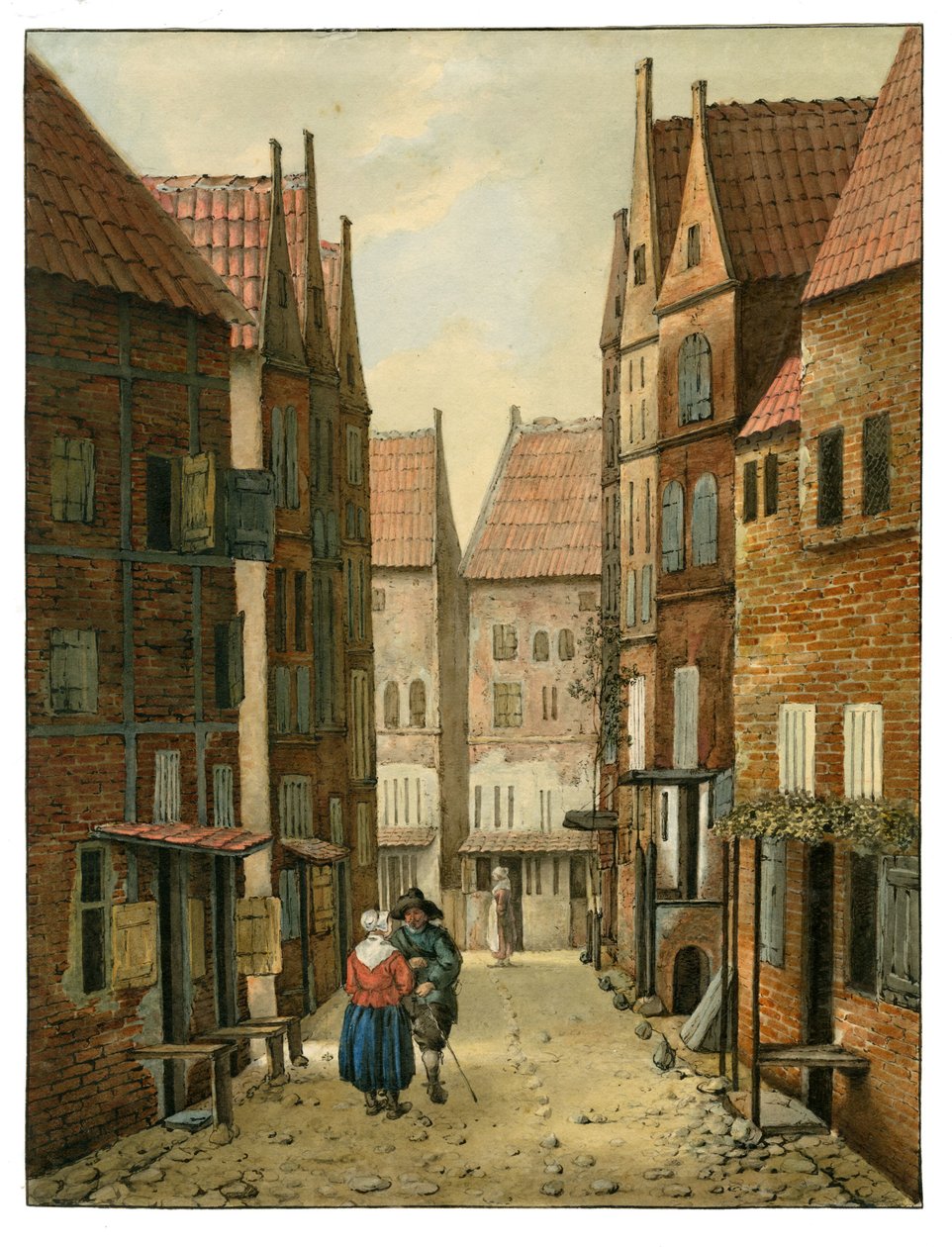 Straße in Delft Albertus Brondgeest nach Jacobus Vrel, SA Delft, inv.nr.65127 von Albertus Brondgeest