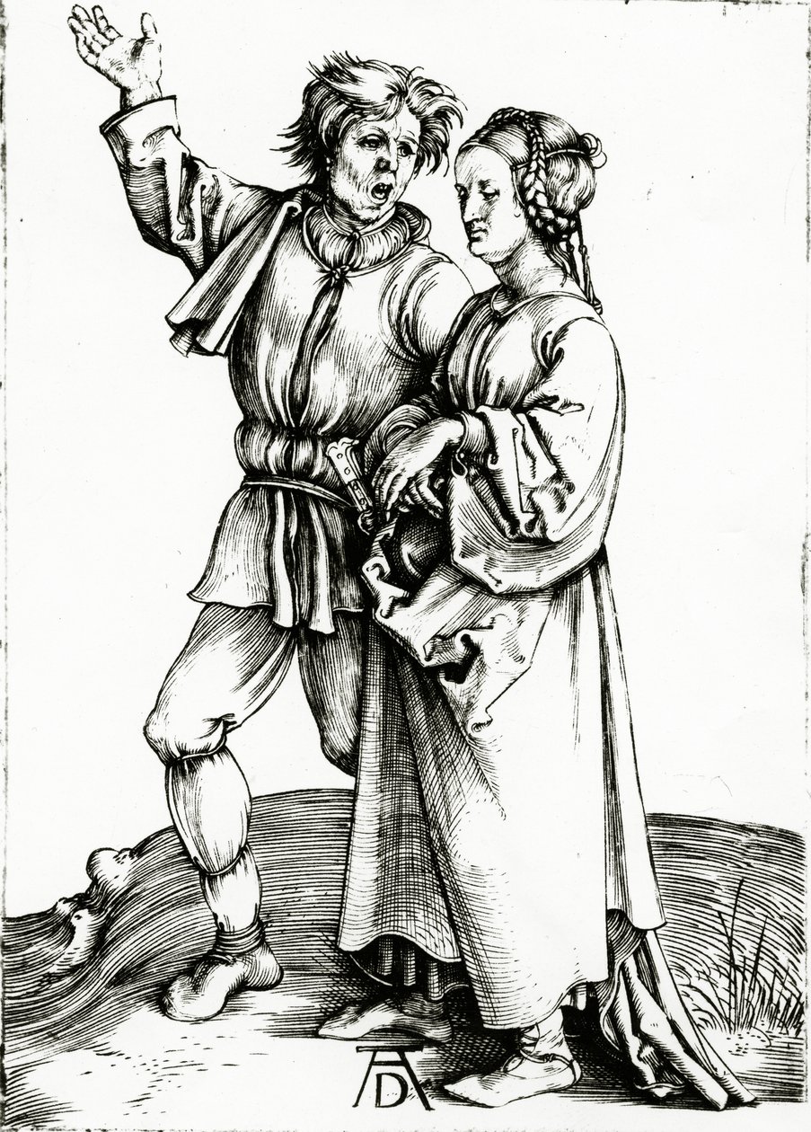 Ein rustikales Paar, graviert von Johannes Wierix, um 1565 (Gravur) von Albrecht (after) Durer or Duerer