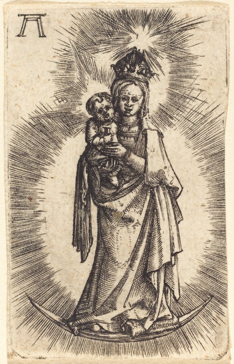 Madonna und Kind stehend mit einem Halbmond von Albrecht Altdorfer