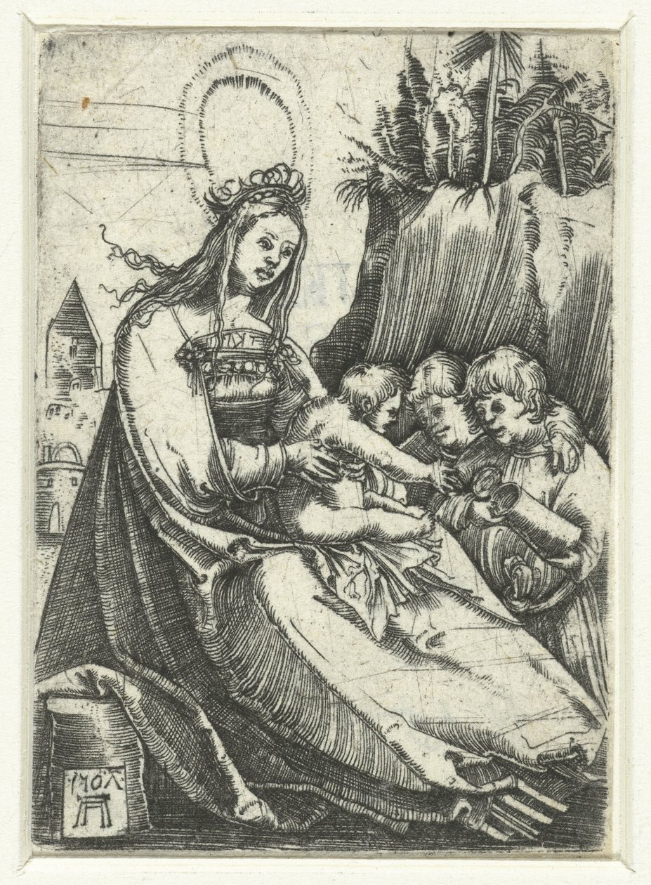 Maria mit dem Christuskind und zwei Jungen von Albrecht Altdorfer