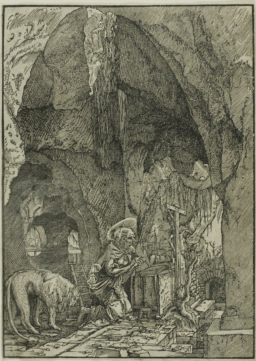 Der heilige Hieronymus in Buße, in einer Höhle von Albrecht Altdorfer
