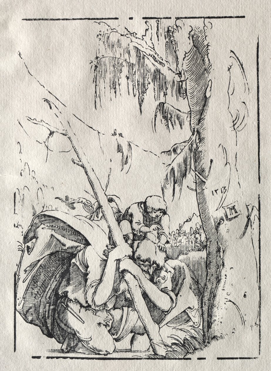 St. Christophorus überquert das Wasser mit Christus auf seinen Schultern von Albrecht Altdorfer