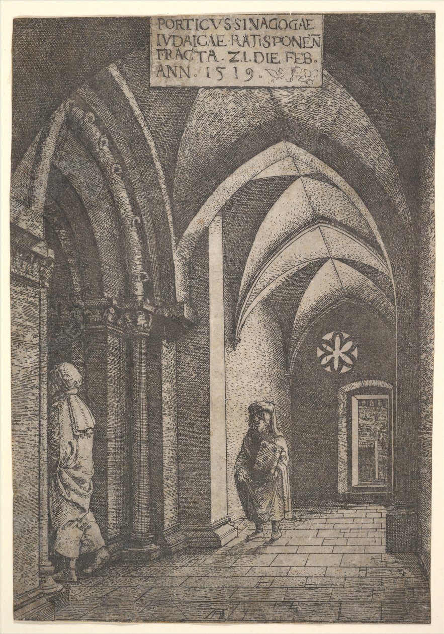 Die Eingangshalle der Regensburger Synagoge, 1519 von Albrecht Altdorfer