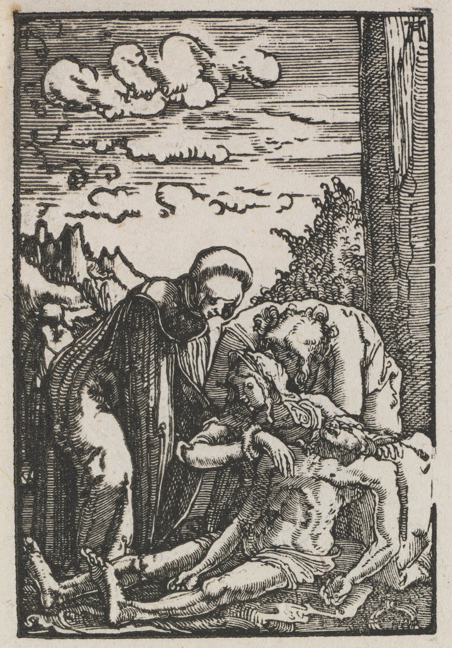 Der Fall und die Erlösung des Menschen: Die Klage unter dem Kreuz, um 1515 von Albrecht Altdorfer