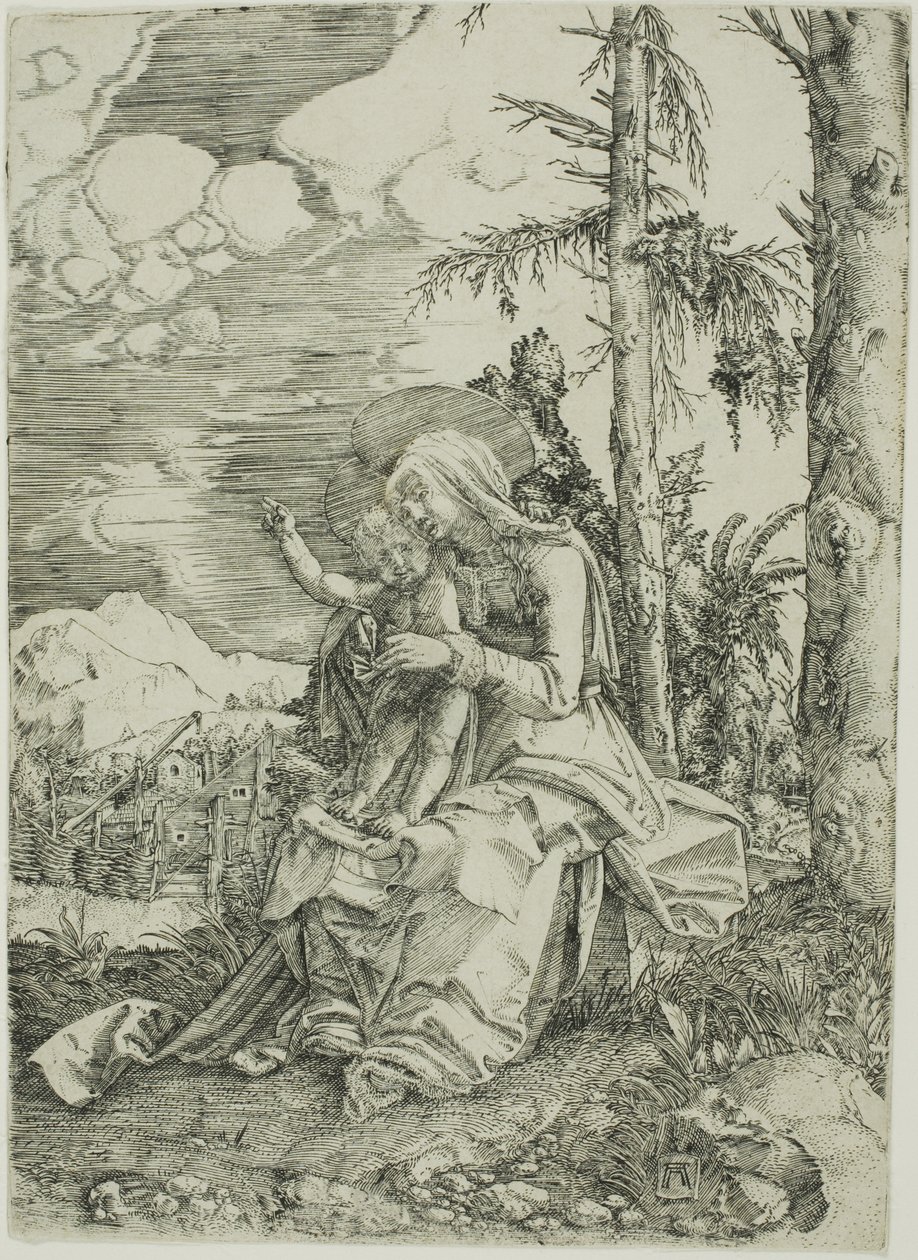Die Jungfrau mit dem segnenden Kind in einer Landschaft von Albrecht Altdorfer