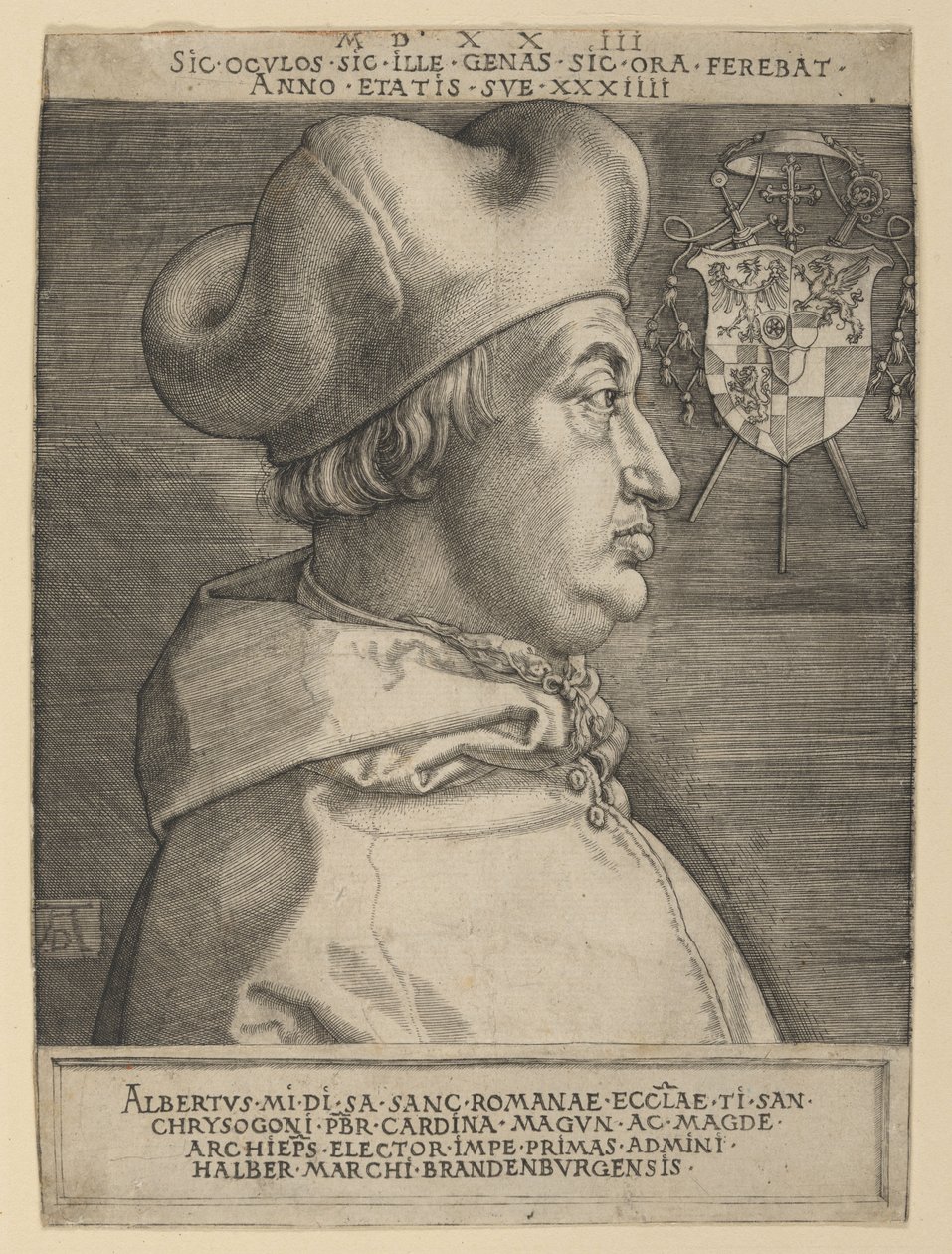 Kardinal Albrecht von Brandenburg (große Platte) von Albrecht Dürer