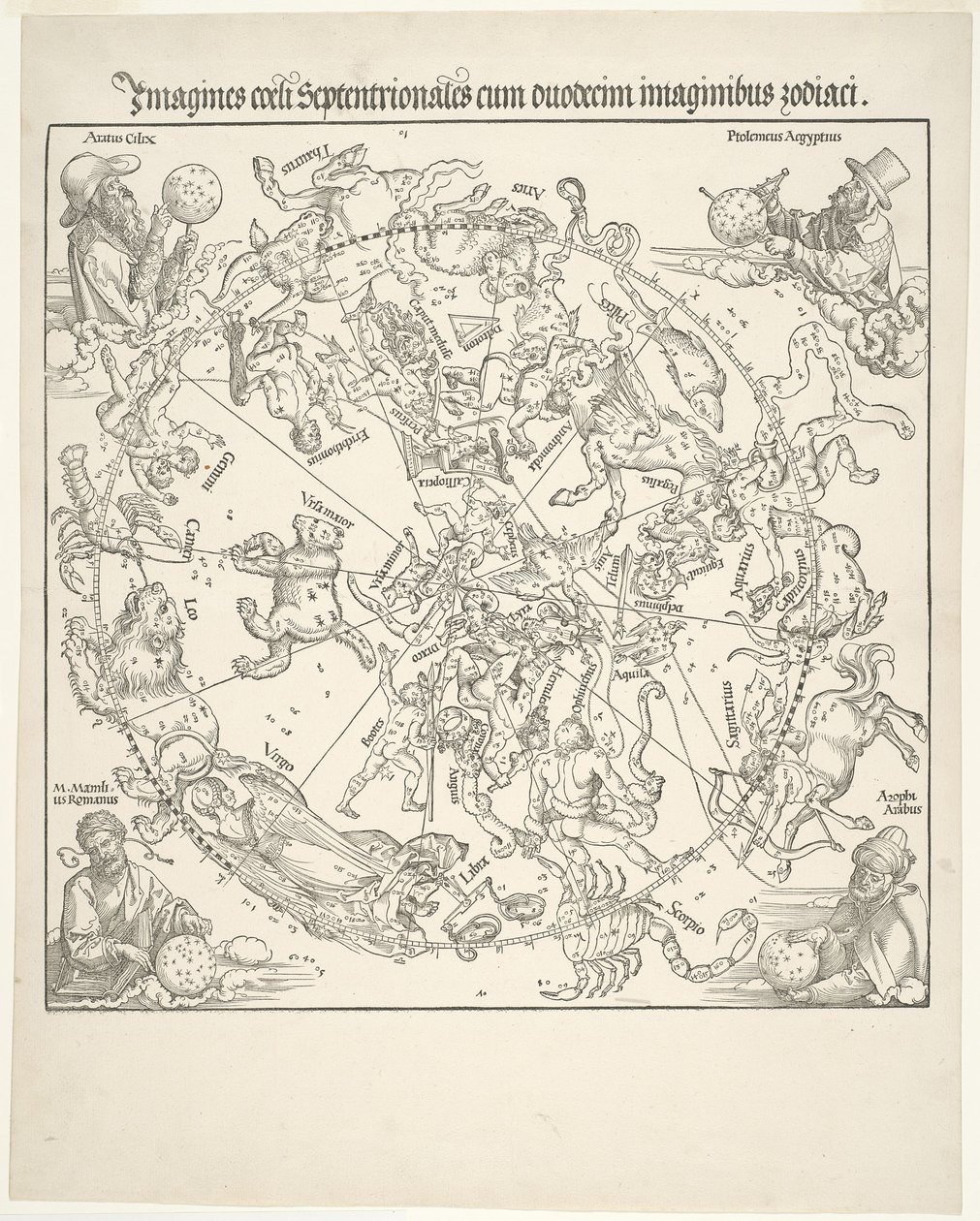 Himmelskarte des nördlichen Himmels (Imagines coeli septentrionalis) von Albrecht Dürer