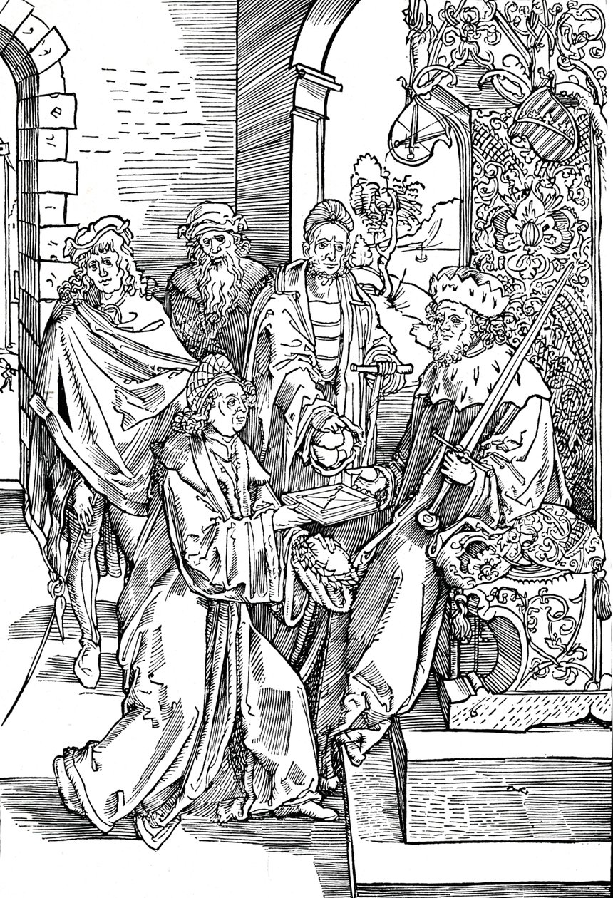Celtes überreicht sein Buch dem Kurfürsten von Sachsen, 1501, 1906 von Albrecht Dürer