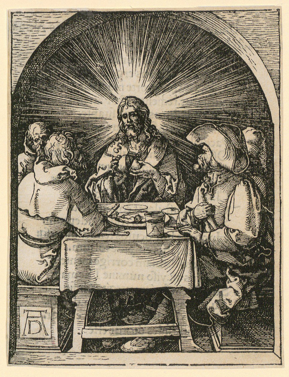 Christus in Emmaus, Blatt 33 der Folge "Kleine Holzschnitt-Passion" von Albrecht Dürer